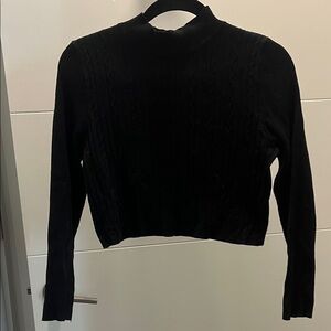 FOREVER 21 Black Ribbed Cable Knit Sweater